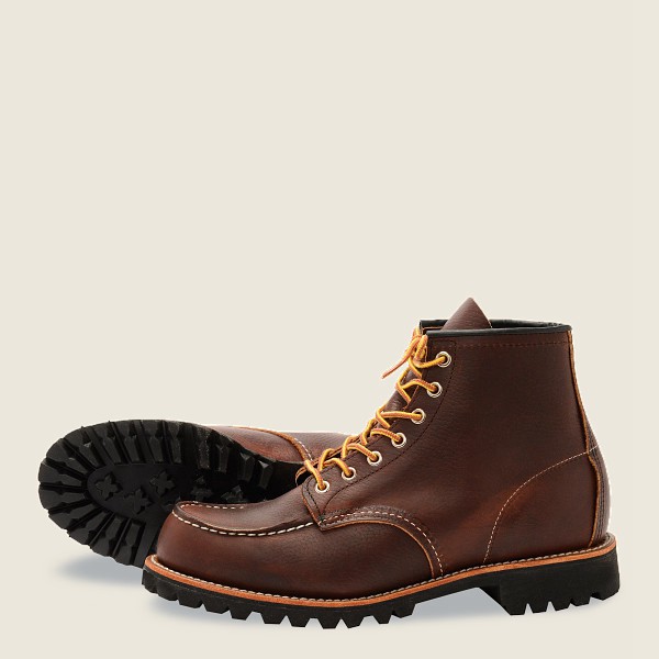 Red Wing Mens Heritage Boots - Roughneck - 6-inch Oil-slick Leather - Dark Brown - TKN876092